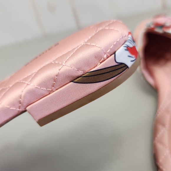 Birdies Preppy Casual The Songbird Floral Slip-On Mules Satin Peach Pink 7 - Picture 9 of 13